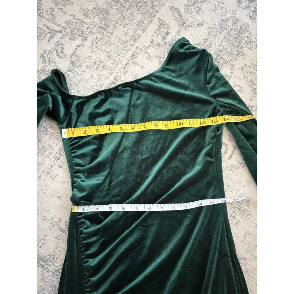 Lulus Notorious Icon Emerald Green Velvet Asymmetrical Maxi Dress Size Medium - Picture 5 of 9